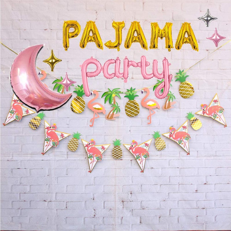 Geloar PAJAMA PARTY Decorations,PAJAMA Party Balloons for Girls PJ Mask Themed Banner for Pajama Slumber Sleepover SPA Spahhh Birthday Bday Bridal Hen Adult Party Supplies 14PCS of Qinsly (Gold, PAJAMA) - Image 5